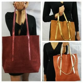 Sac cabas paillette en daim ( 100% Cuir Italien)
