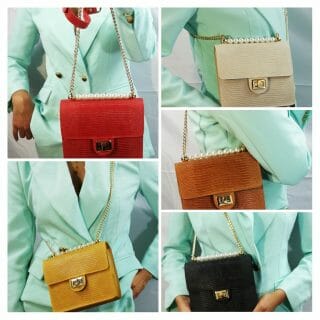 Sac bandoulière en cuir poignée à perle ( 100% Cuir Italien)