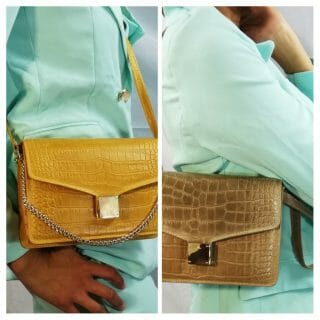 Sac effet crocodile avec fermoir doré (100% Cuir Italien)