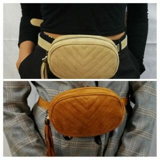 Sac banane à motif chevron (100% Cuir Italien)