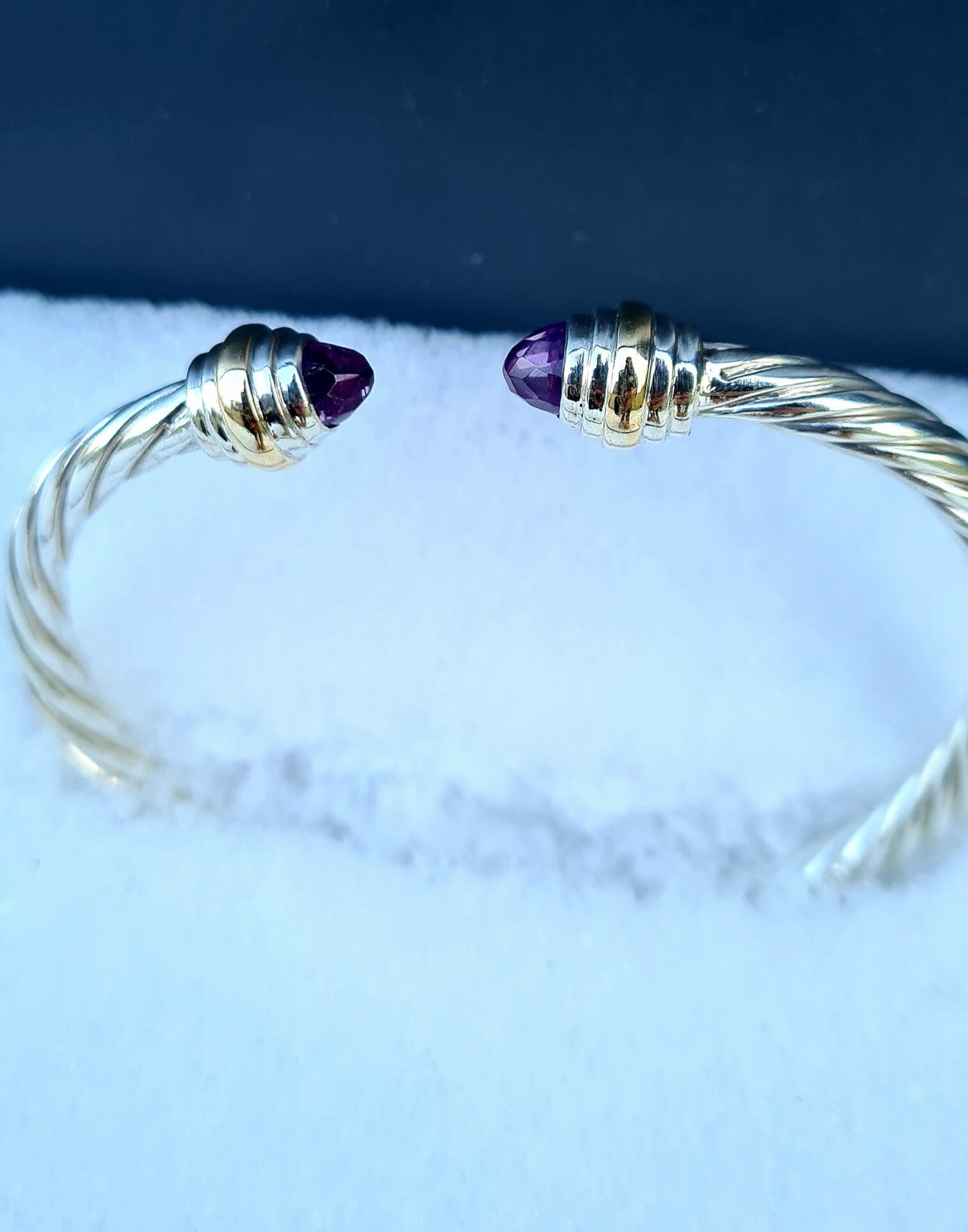 Bracelet câble Lithothérapie en Argent/Or/pierres précieuse 100% Artisanal – Image 2