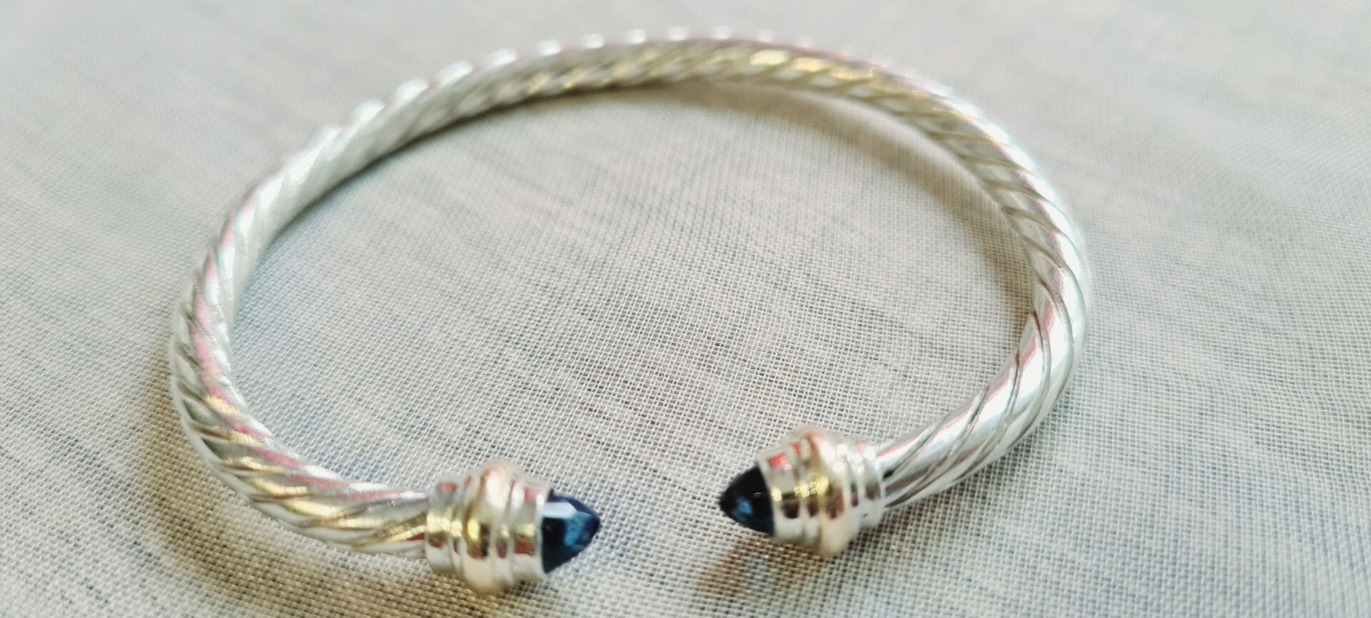 Bracelet câble Lithothérapie en Argent/Or/pierres précieuse 100% Artisanal – Image 10