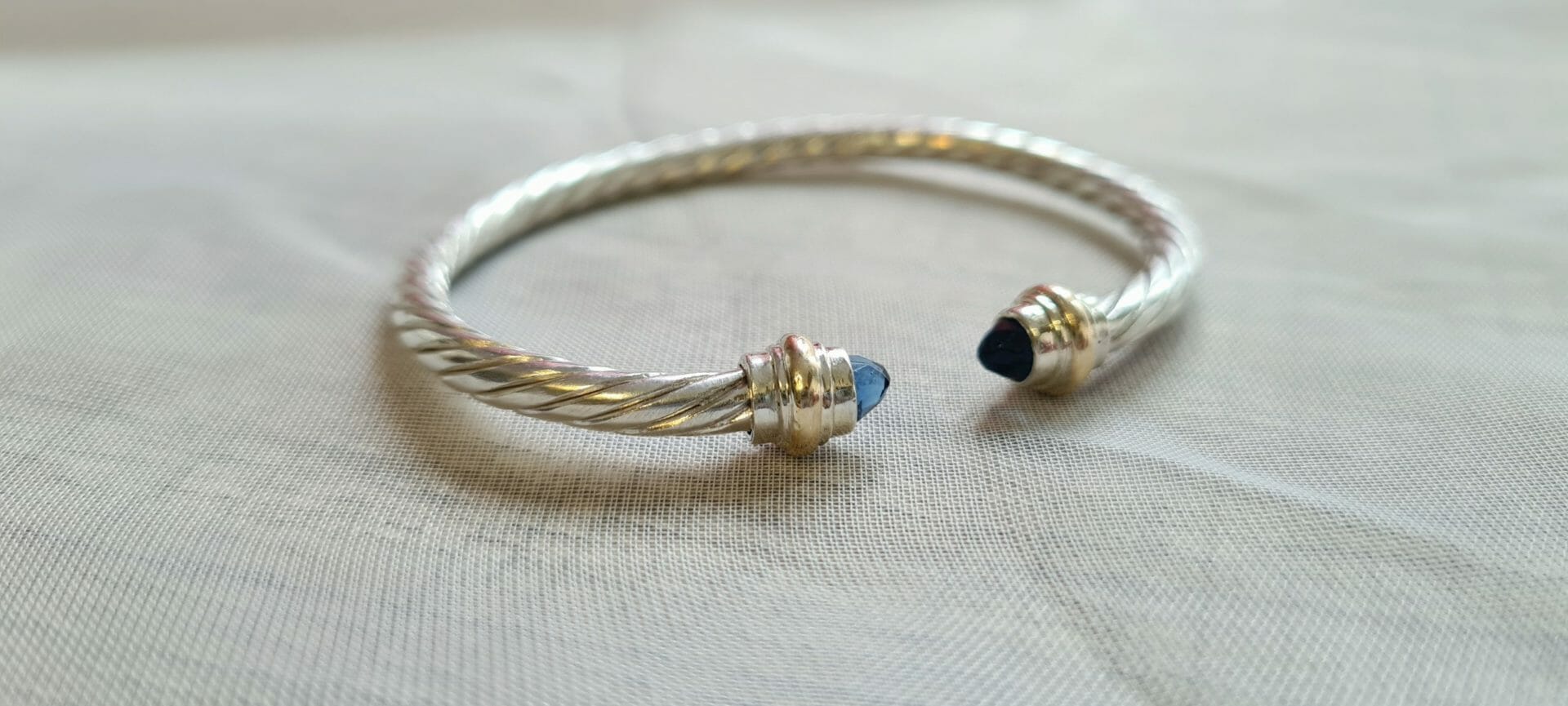 Bracelet câble Lithothérapie en Argent/Or/pierres précieuse 100% Artisanal – Image 11