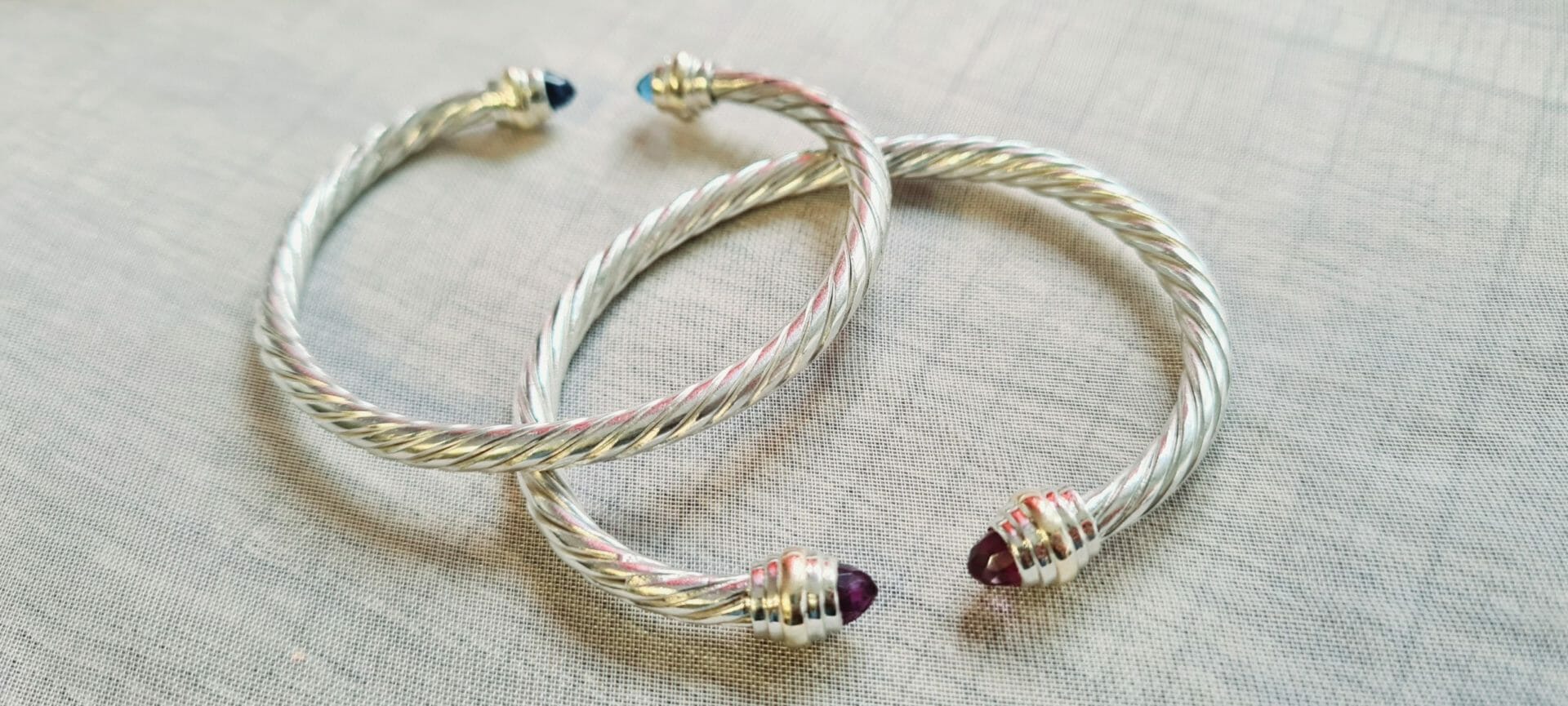 Bracelet câble Lithothérapie en Argent/Or/pierres précieuse 100% Artisanal – Image 9