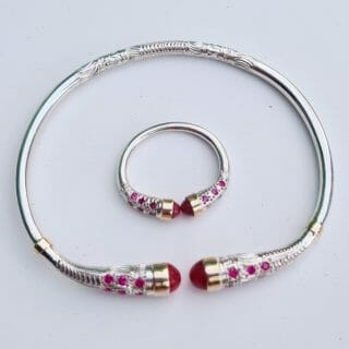 Ensemble bracelet et bague samby mahavita Argent/Or 100% Artisanal