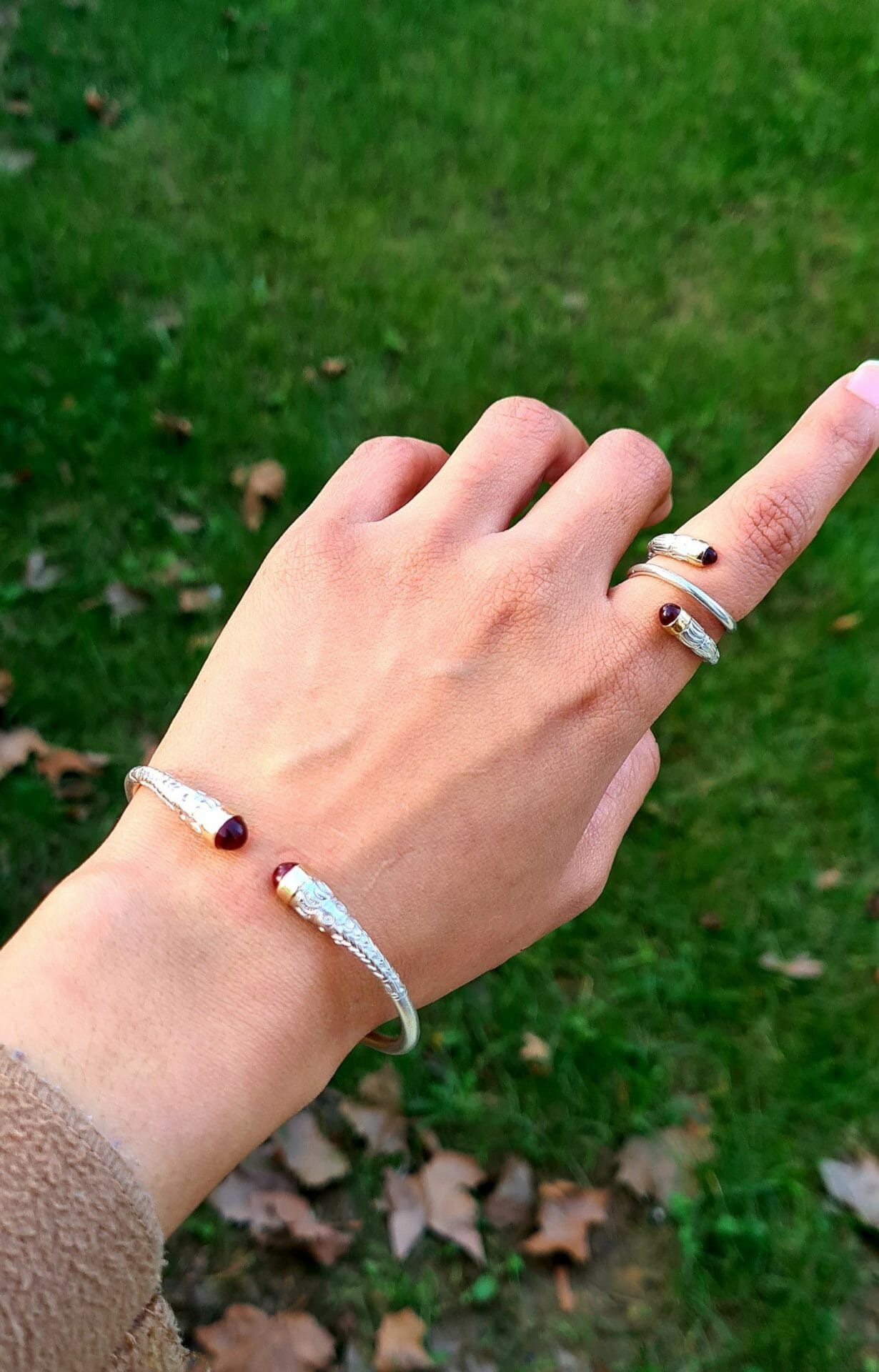 Ensemble Bracelet et Bague serpent Vangovango Argent/Or 100% Artisanal – Image 4