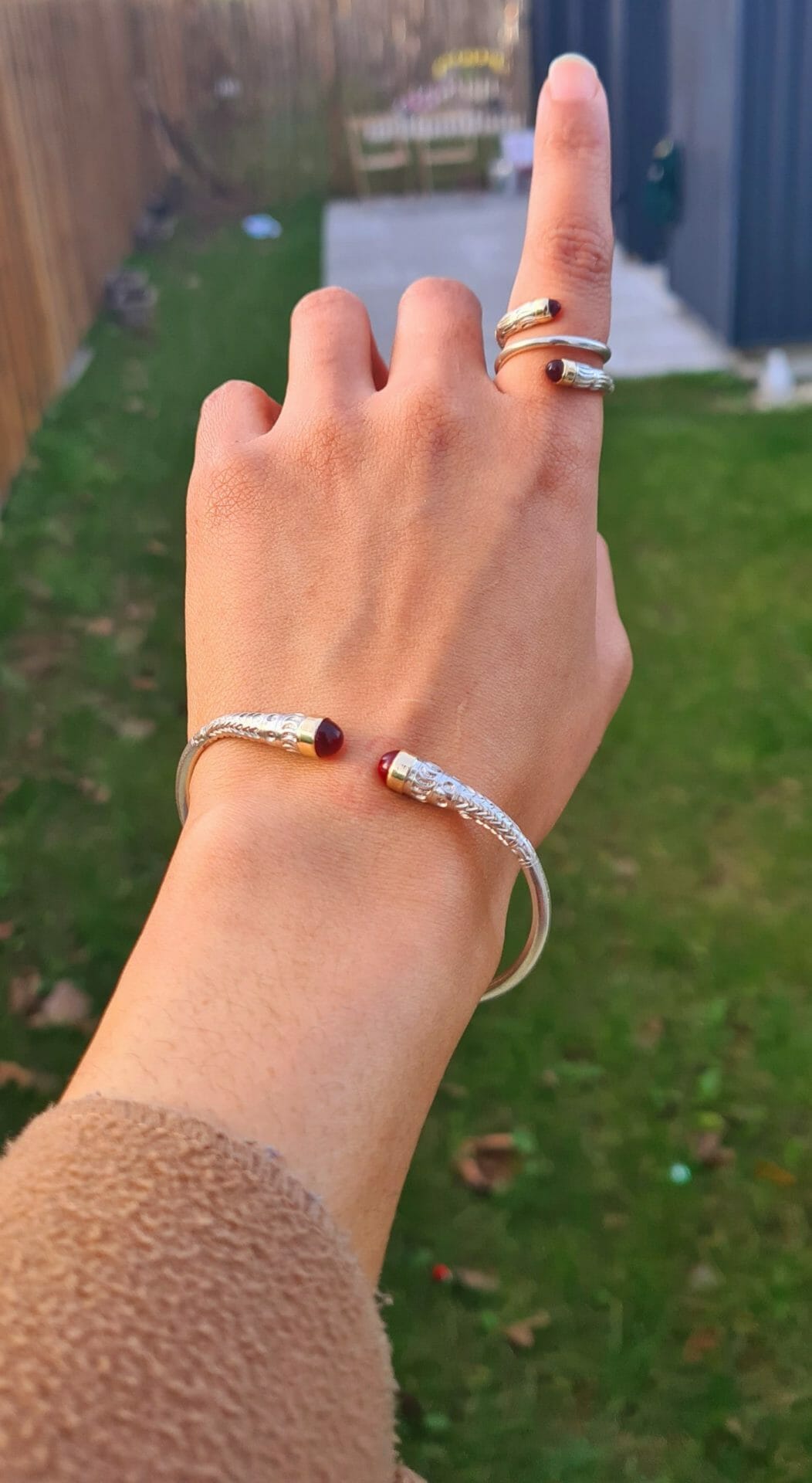 Ensemble Bracelet et Bague serpent Vangovango Argent/Or 100% Artisanal – Image 7