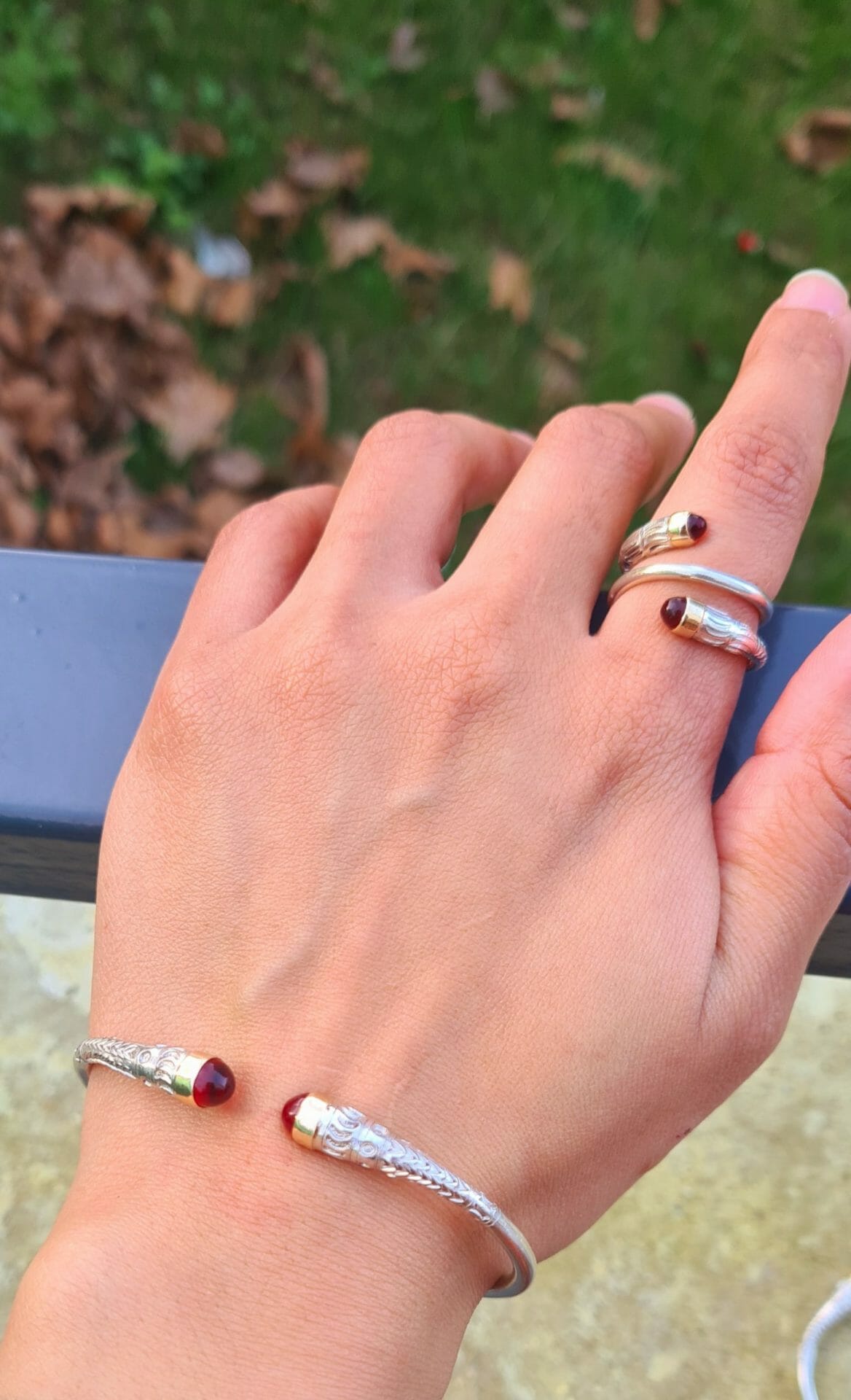 Ensemble Bracelet et Bague serpent Vangovango Argent/Or 100% Artisanal – Image 5