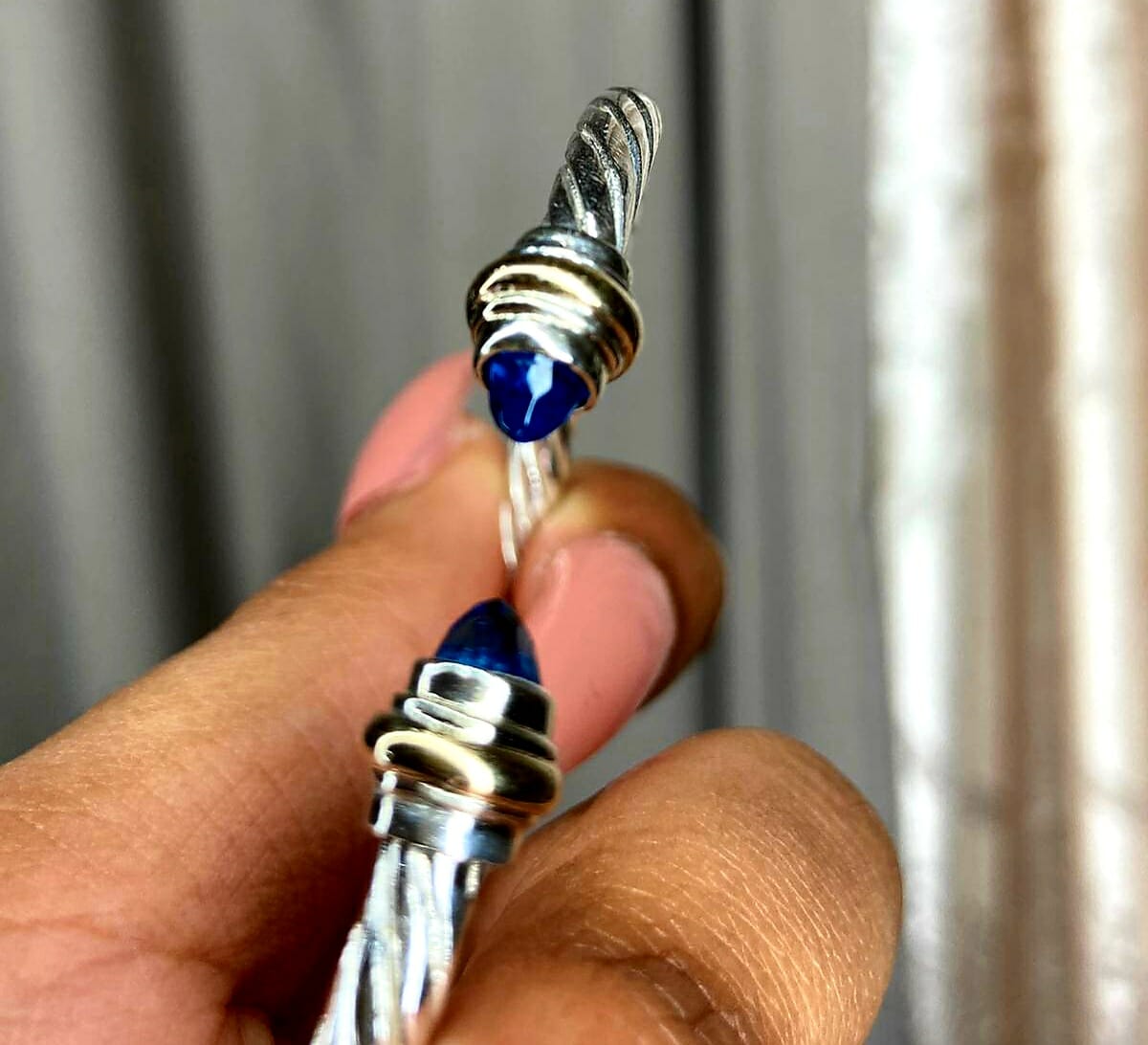 Bracelet câble Lithothérapie en Argent/Or/pierres précieuse 100% Artisanal – Image 7