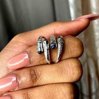 Bague vangovango double 100% Argent et pierre précieuse