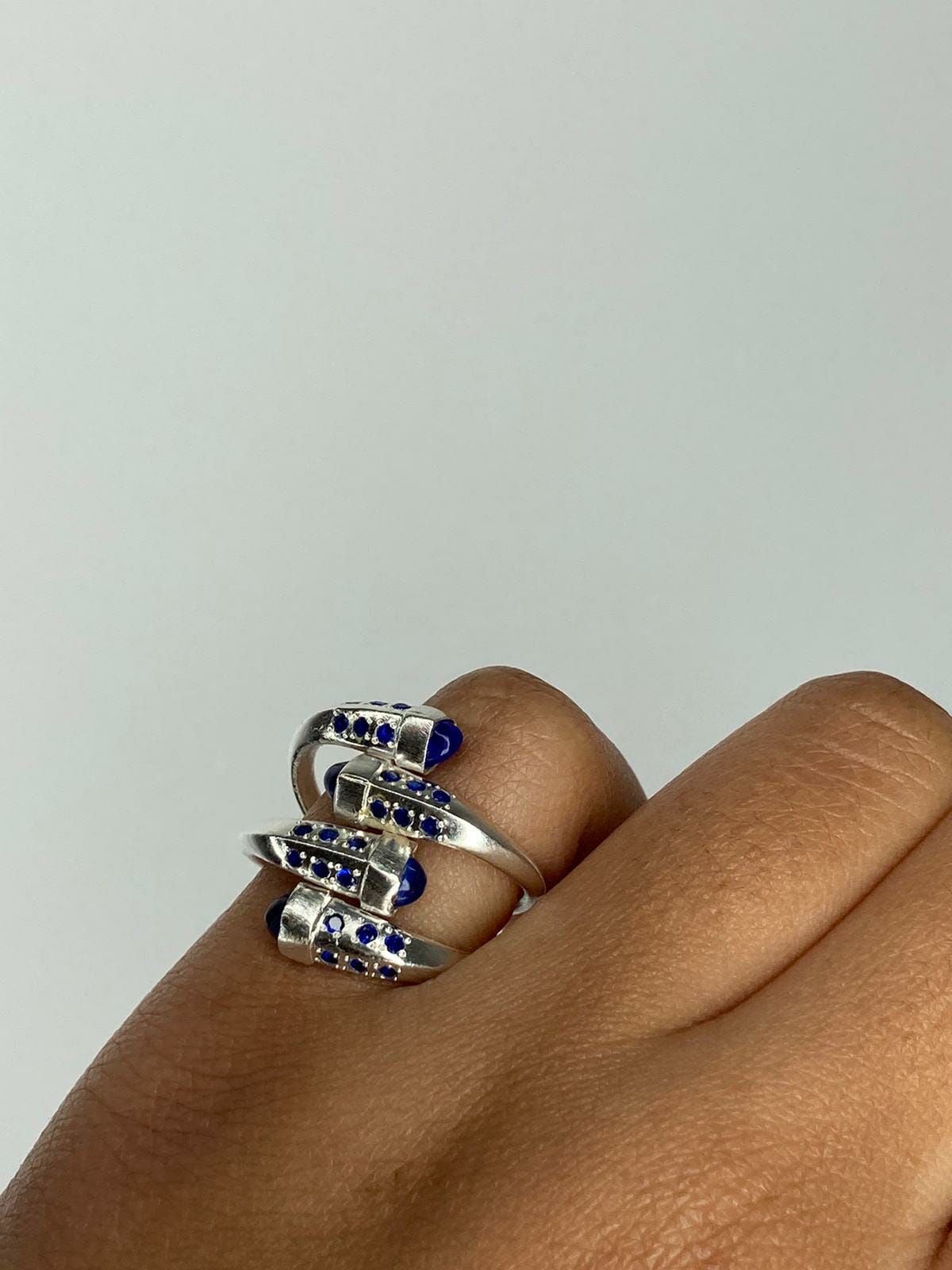 Ensemble vangovango barea serti en saphir bleu 100% Argent – Image 2