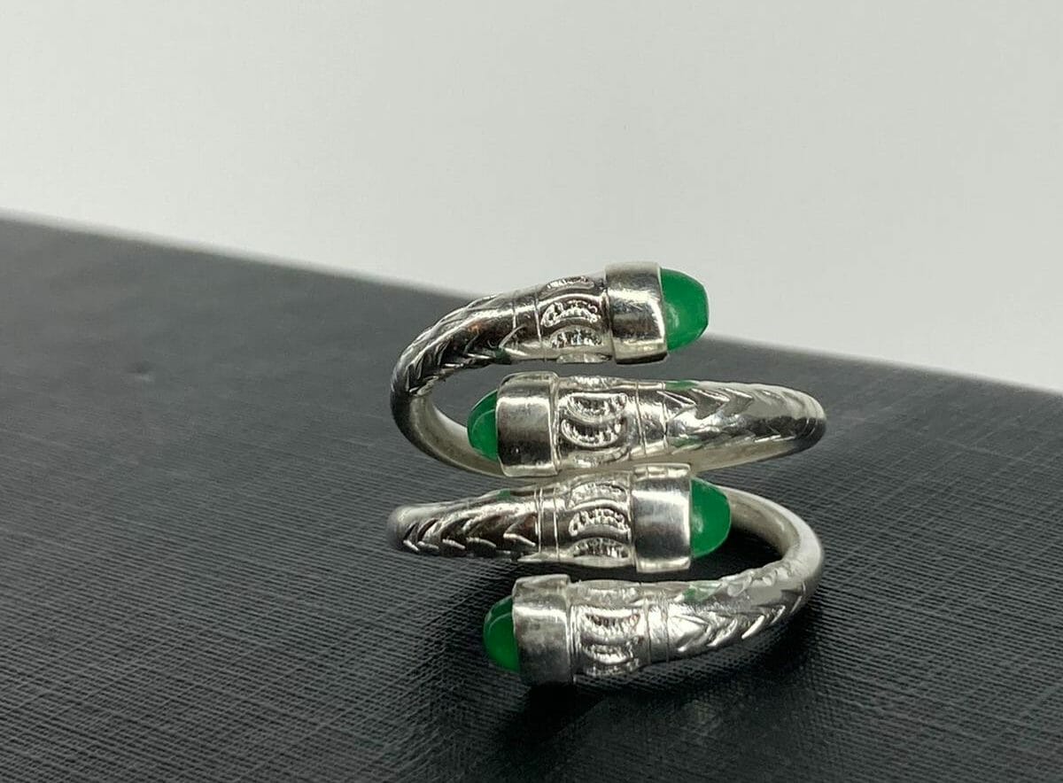 Bague vangovango double 100% Argent et pierre précieuse – Image 2