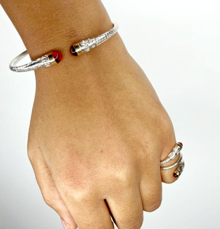 Ensemble Bracelet et Bague serpent Vangovango Argent/Or 100% Artisanal