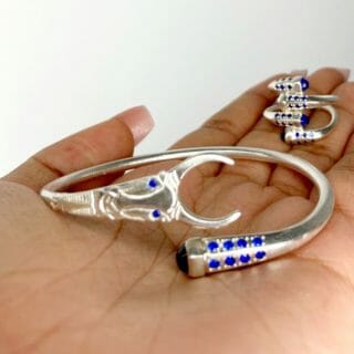 Ensemble vangovango barea serti en saphir bleu 100% Argent