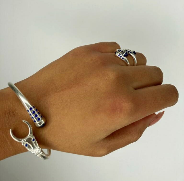 Ensemble vangovango barea serti en saphir bleu 100% Argent – Image 4