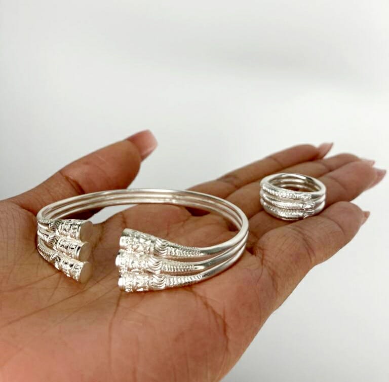 Ensemble bracelet et bague "telo vangovango" en Argent 100% artisanal
