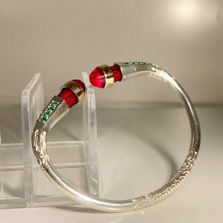 Bracelet vangovango trapèze tsara joro en Argent 925 et Or 18K Artisanal mixte