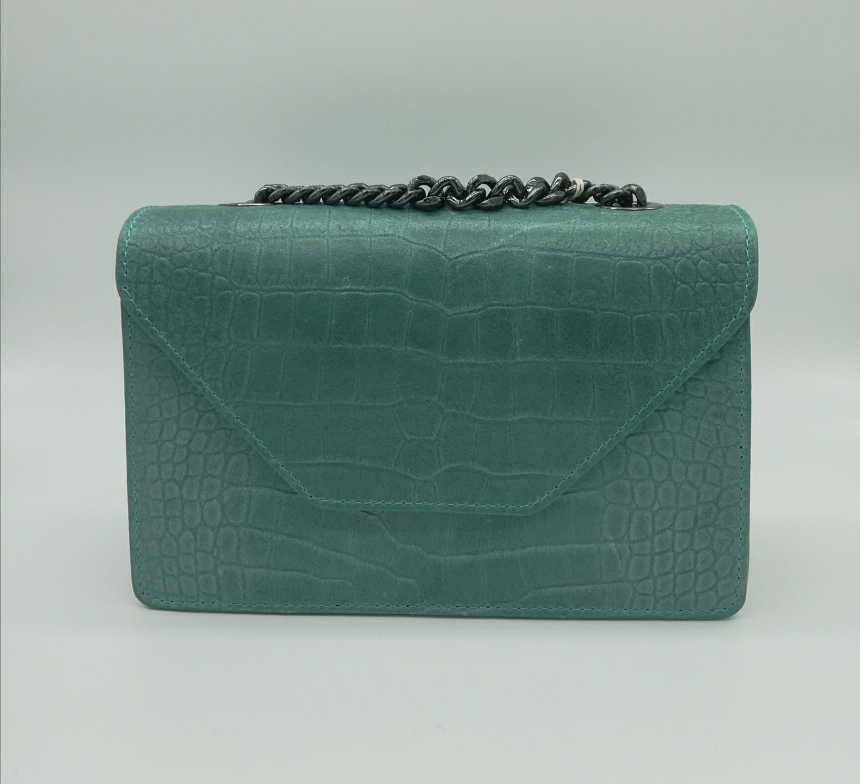 Sac bandoulière à chaîne en relief de croco (100% Cuir Italien) – Image 5