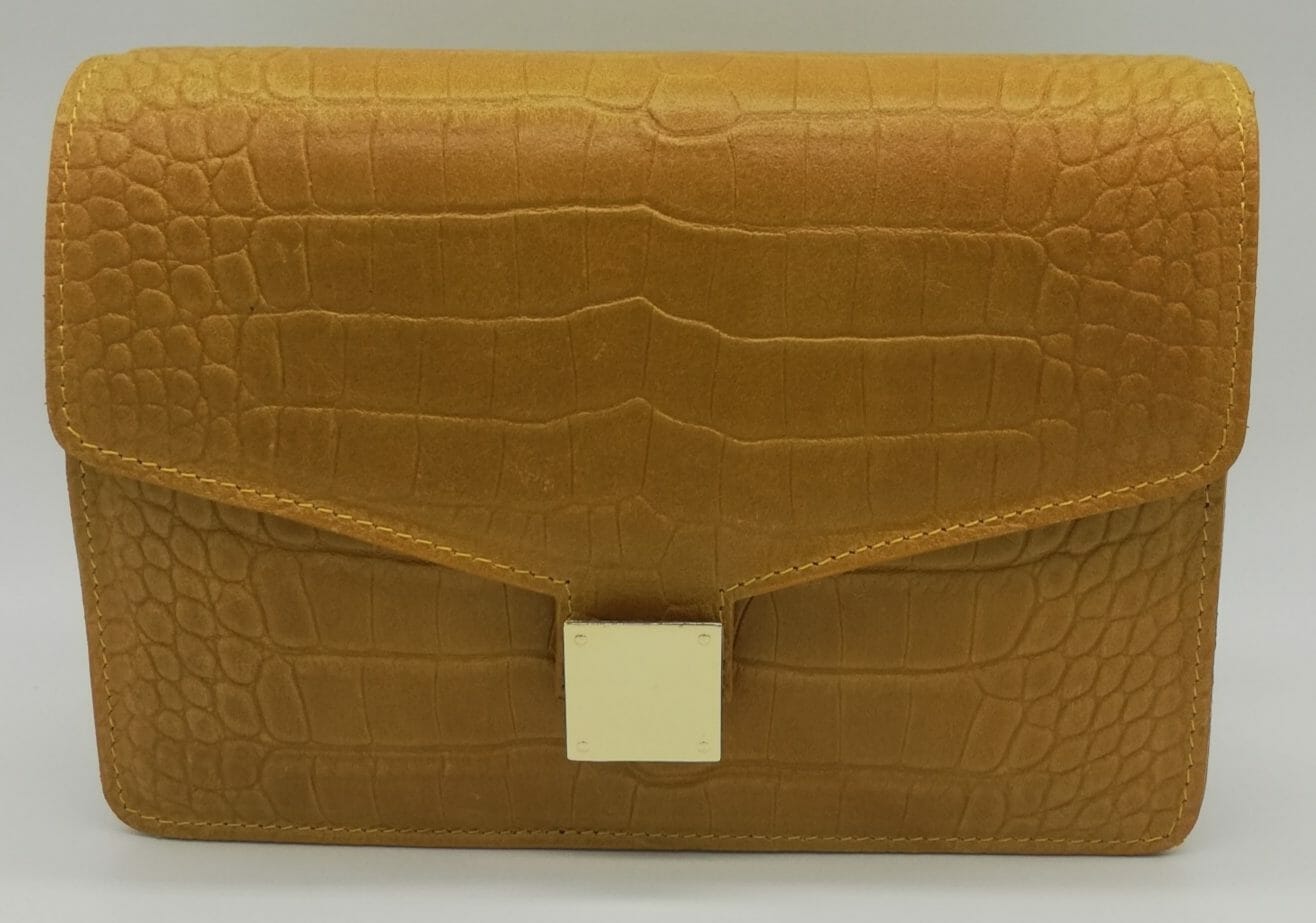 Sac effet crocodile avec fermoir doré (100% Cuir Italien) – Image 4
