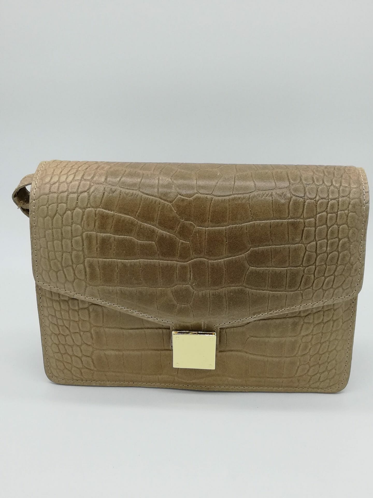 Sac effet crocodile avec fermoir doré (100% Cuir Italien) – Image 3