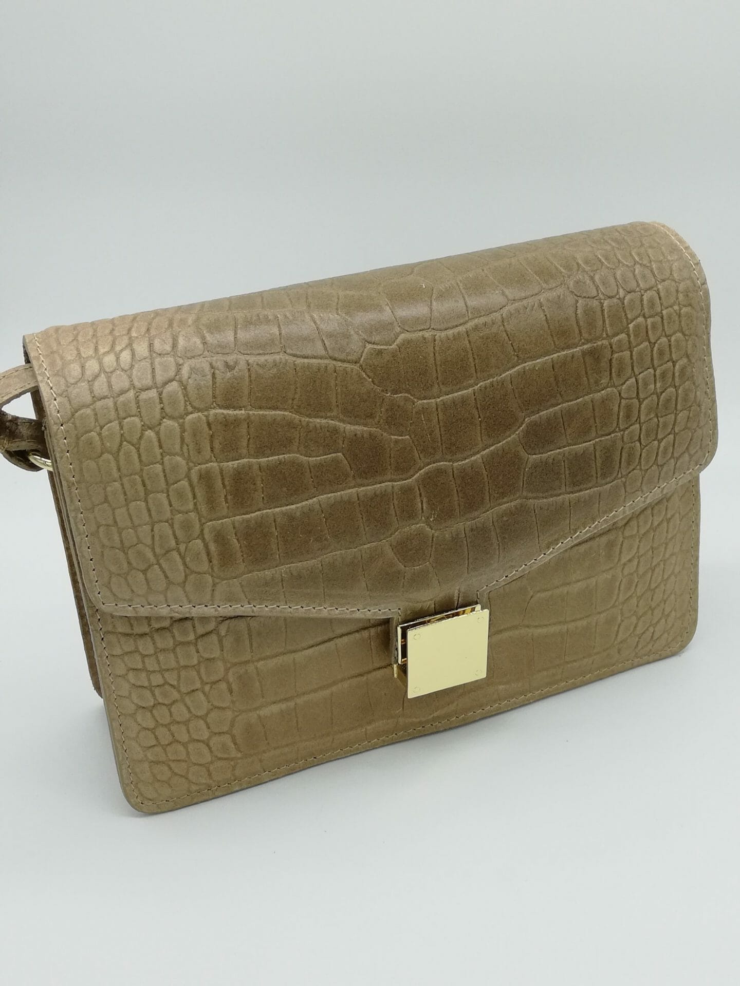 Sac effet crocodile avec fermoir doré (100% Cuir Italien) – Image 5