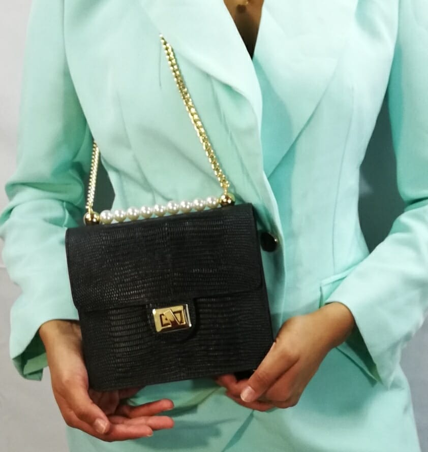 Sac bandoulière en cuir poignée à perle ( 100% Cuir Italien) – Image 6