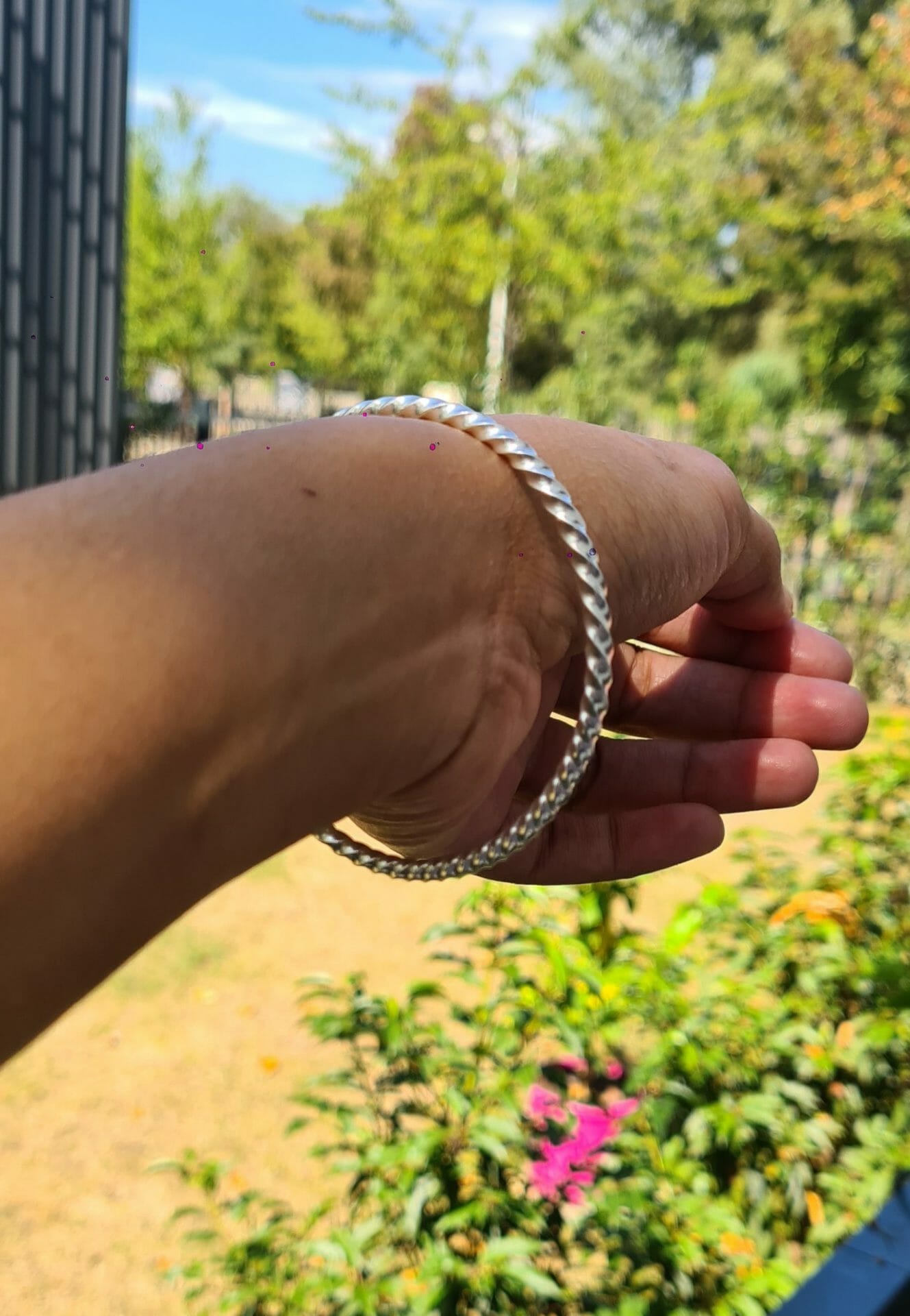 Bracelet vangovango saccalava torsade à cabochon saphir 100% Argent Artisanal – Image 3