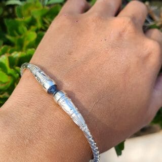 Bracelet vangovango saccalava torsade à cabochon saphir 100% Argent Artisanal