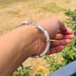 Bracelet câble taribola en Argent avec 4 Barres d'Or 18K 100% Artisanal ( mixte) 40G
