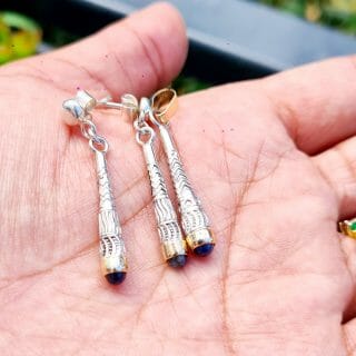 Parure de boucle d'oreille et pendentif vangovango en Argent 925 et Or 18K 100% Artisanal 12G