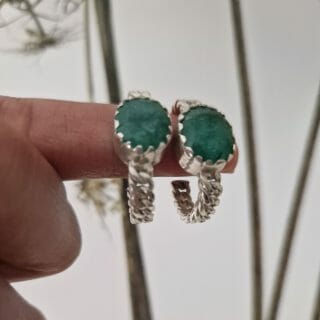 demi créole en argent et émeraude