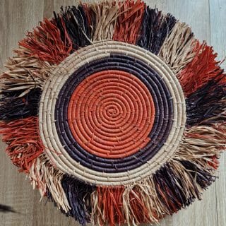 6 Sets de napperon d'assiette en raphia multicouleur 100% naturel