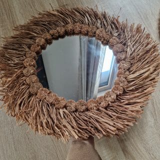 Miroir à franges en raphia naturelle 100% artisanal