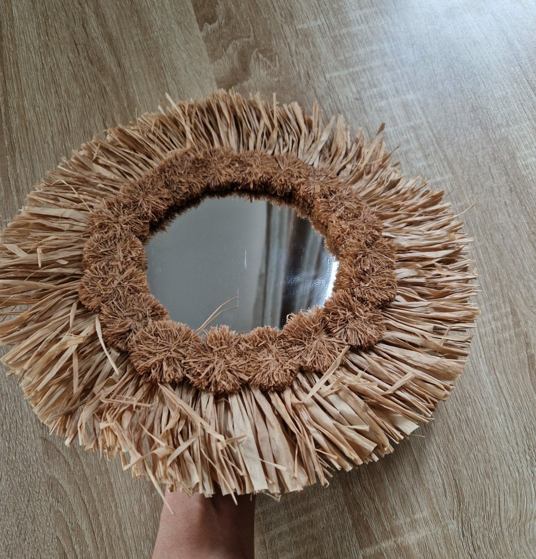 Miroir en raphia style bohémienne chic 100% naturel et artisnal – Image 2