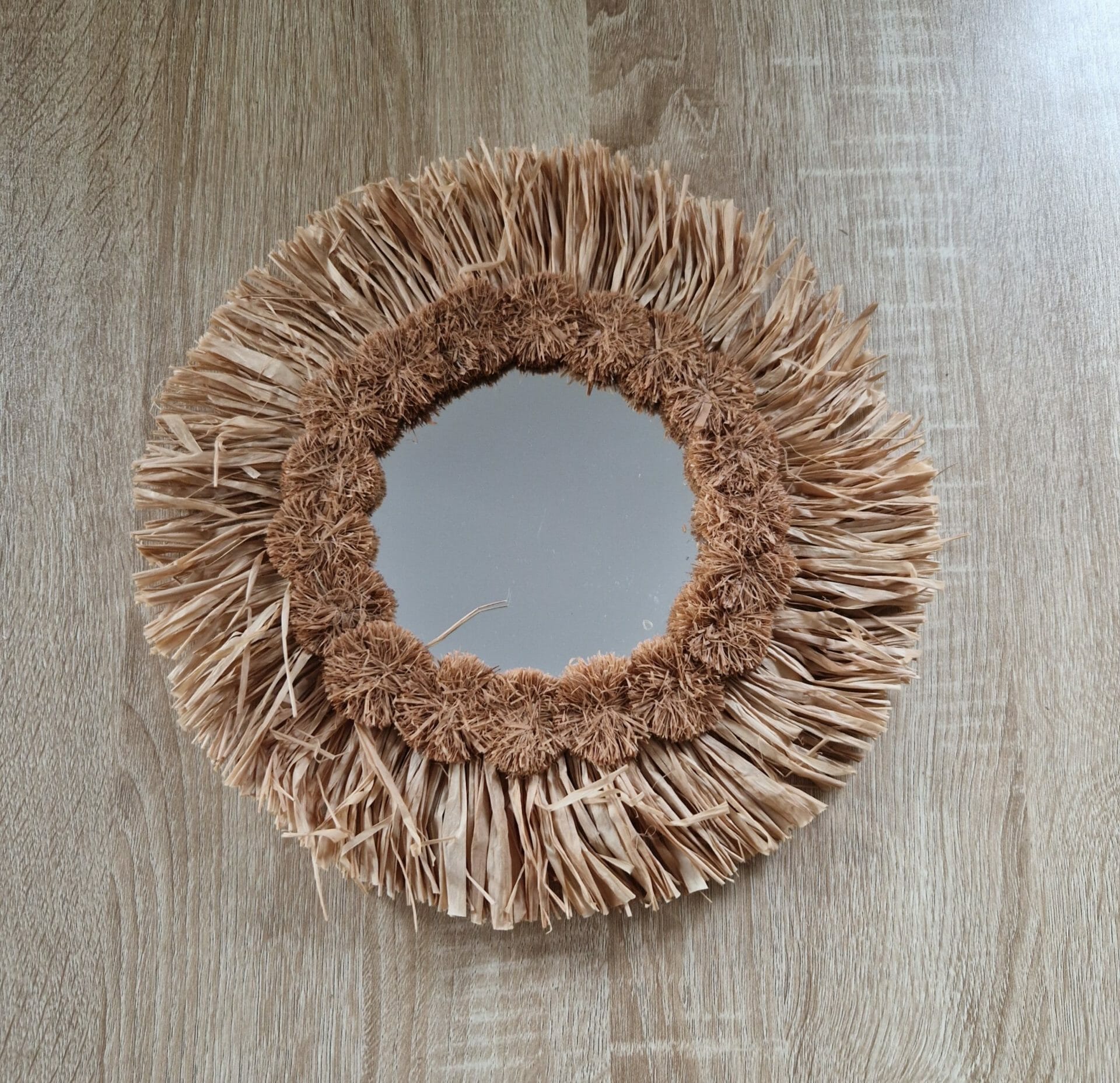 Miroir en raphia style bohémienne chic 100% naturel et artisnal – Image 4