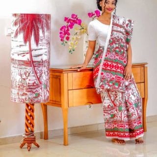 "LAMBAOINE" Ensemble pagne traditionnel Malagasy