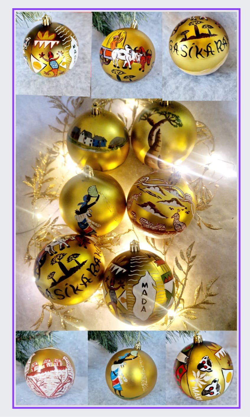 6 Boules de Noël/ décoration de Noël/collection NOËL ARTISANAL/ Madagascar – Image 19