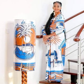 "LAMBAOINE" Ensemble pagne traditionnel Malagasy