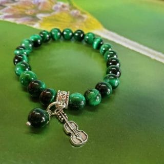 Bracelet œil de tigre vert💚/en pierre naturelle/ Madagascar