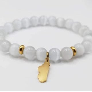 Bracelet " Madagascar": Sélénite en pierre naturelle de Madagascar