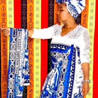 "LAMBAOINE" Ensemble pagne traditionnel Malagasy