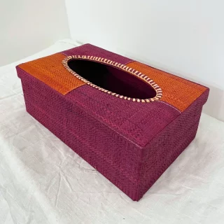 Boîte à Mouchoirs en Raphia Violet