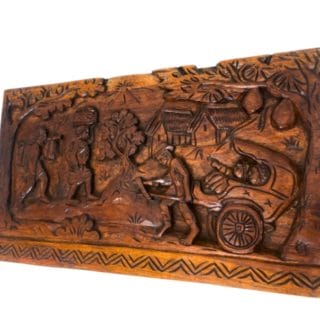 Tableau / Fresque en Bois – Scènes de la Vie Paysanne à Madagascar