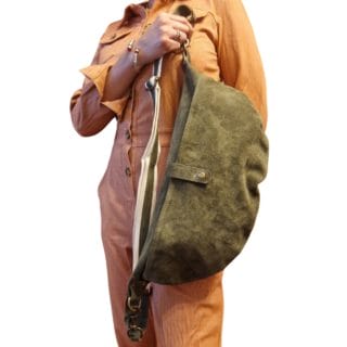 Sac bandoulière en demi-lune - Double large - Vert