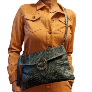 Pochette bandoulière en cuir - Vert