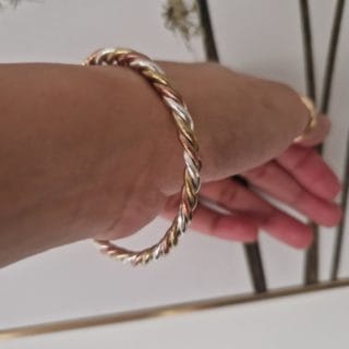 Bracelet torsadé en 3 matière laiton cuivre et argent