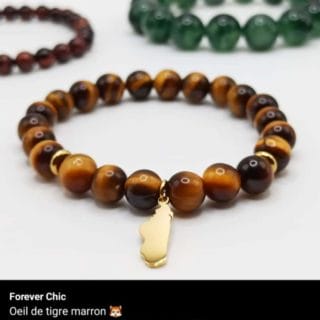 Bracelet : œil de tigre en pierre naturelle de Madagascar