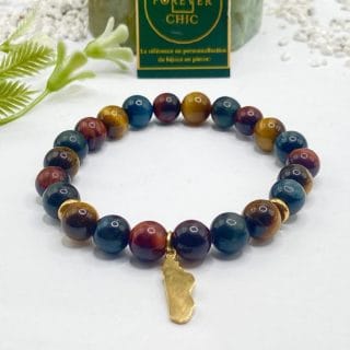 Bracelet " Madagascar "3 yeux: taureau/tigre/faucon -en pierre naturelle de Madagascar