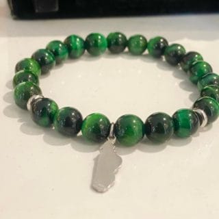 Bracelet "Madagascar": œil de tigre vert💚 en doré ou argent/en pierre naturelle de Madagascar