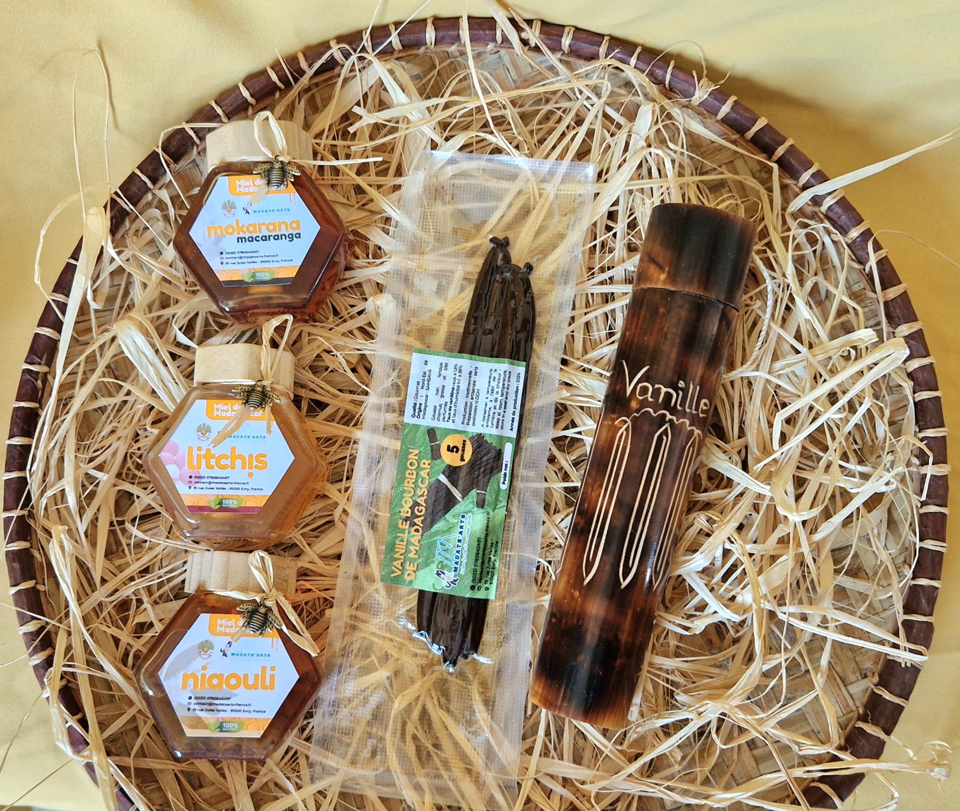 Pack-coffret KADÔ Prestige PM-3 miels mokarana,Litchi,Niaouli et 5 gousses de vanille de Madagascar – Image 11